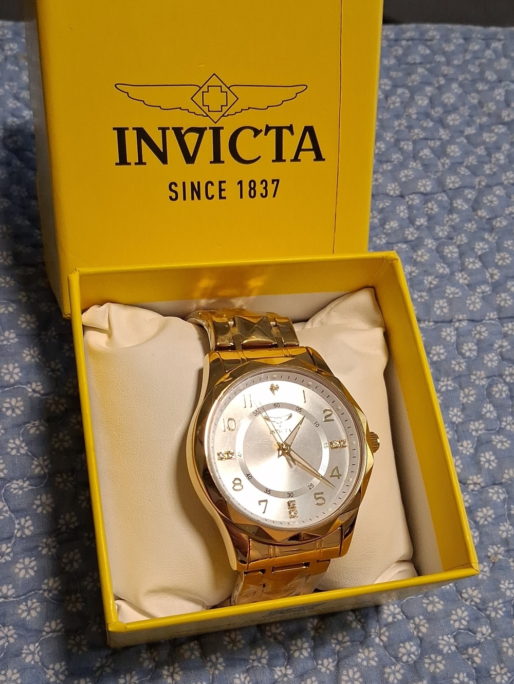 Invicta Men's Gold Watch with Silver Dial